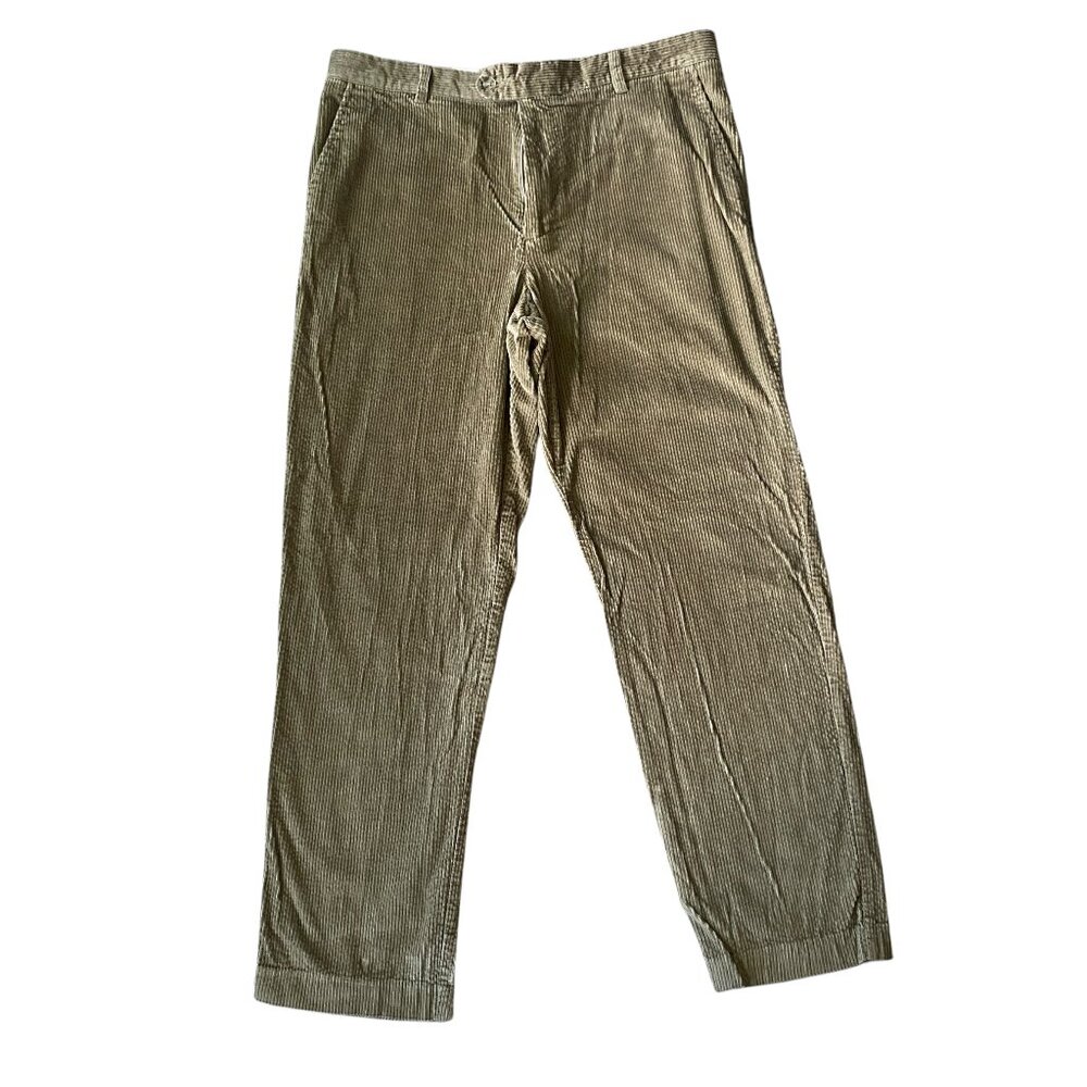 Tasso Ella men's 38/32 tan corduroy pants button hook zip closure and pockets